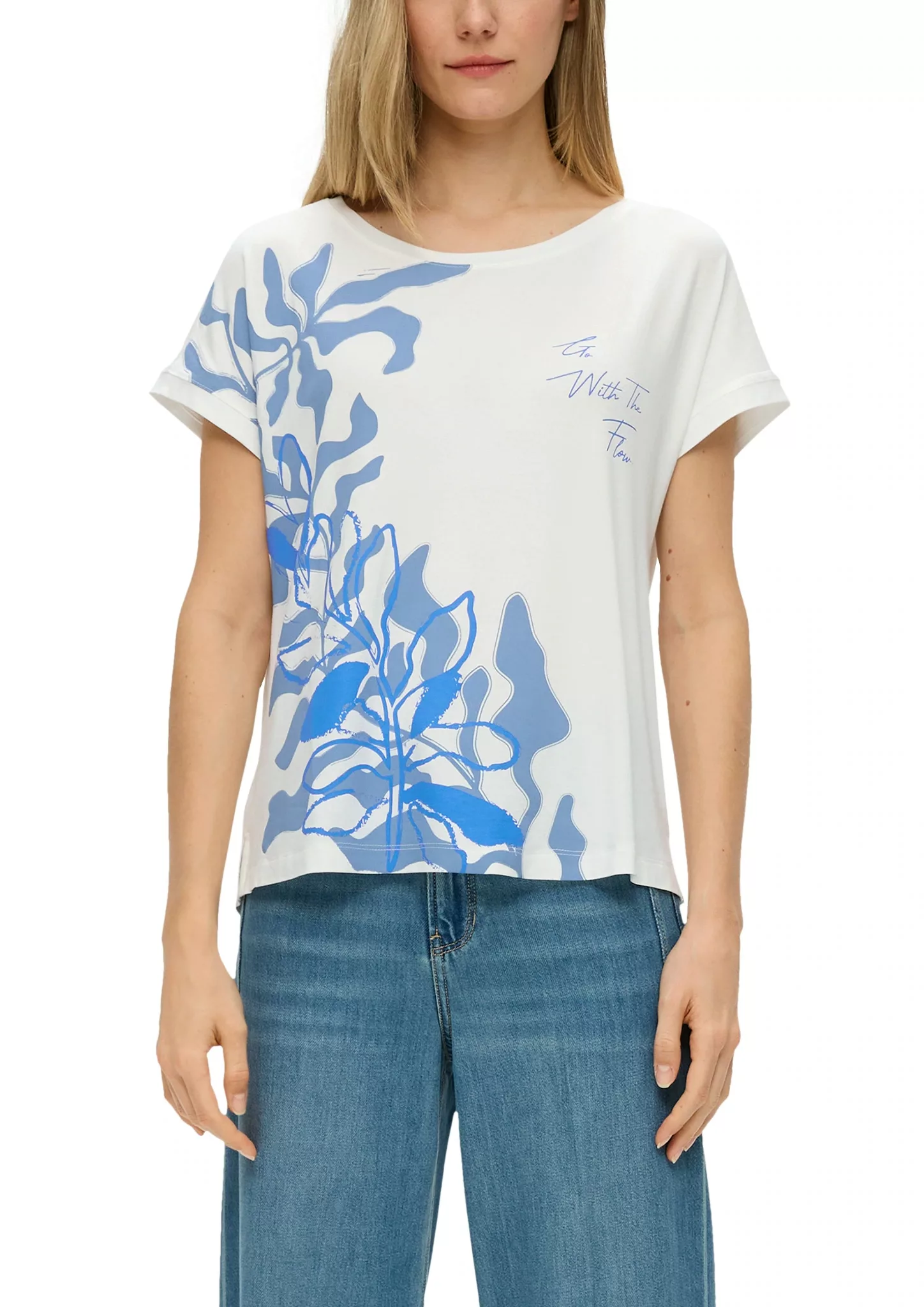 s.Oliver Print-Shirt mit großem Floral-Print günstig online kaufen