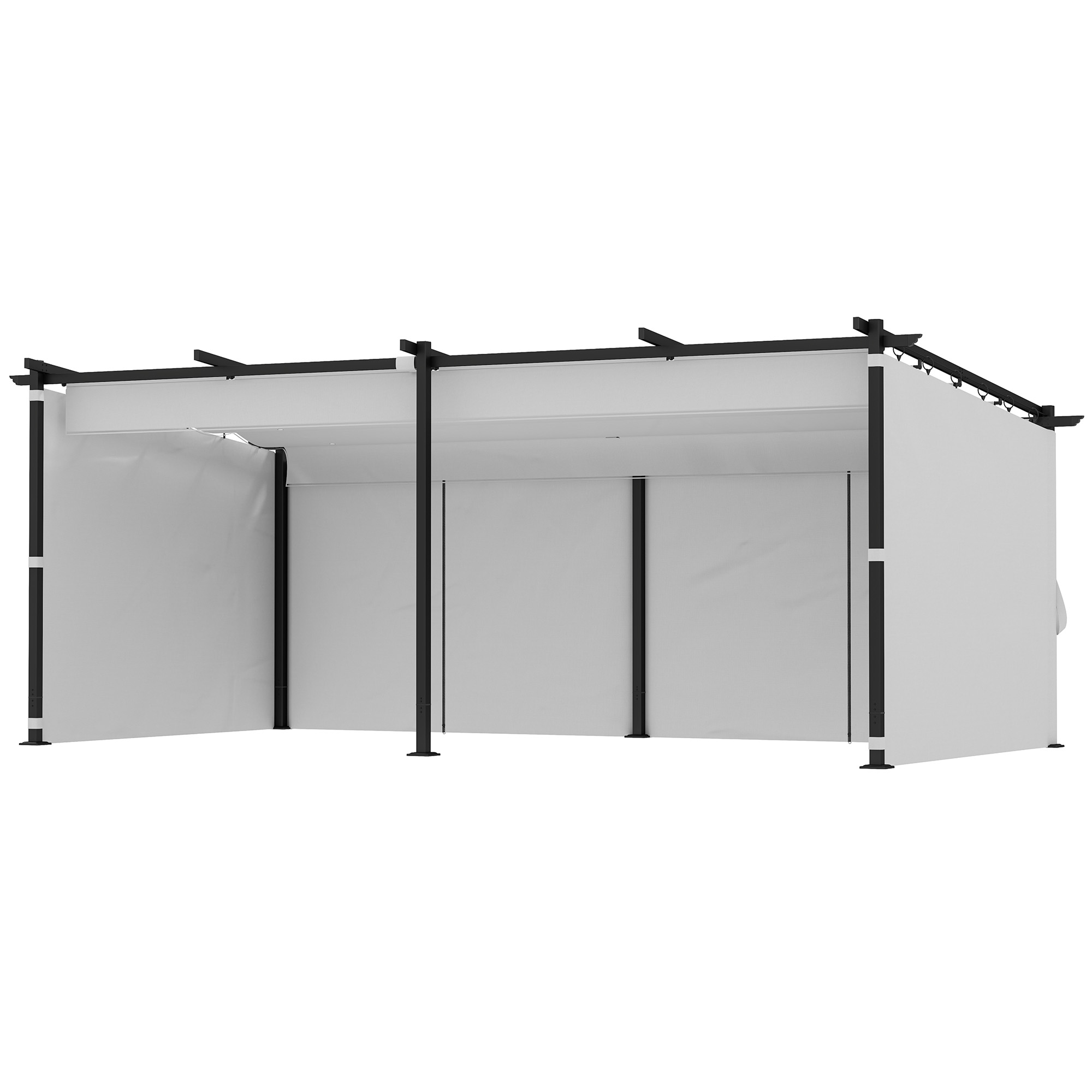 Outsunny Gartenpergola 3 x 6 m ausziehbare Schiebepavillon mit Seitenwänden günstig online kaufen