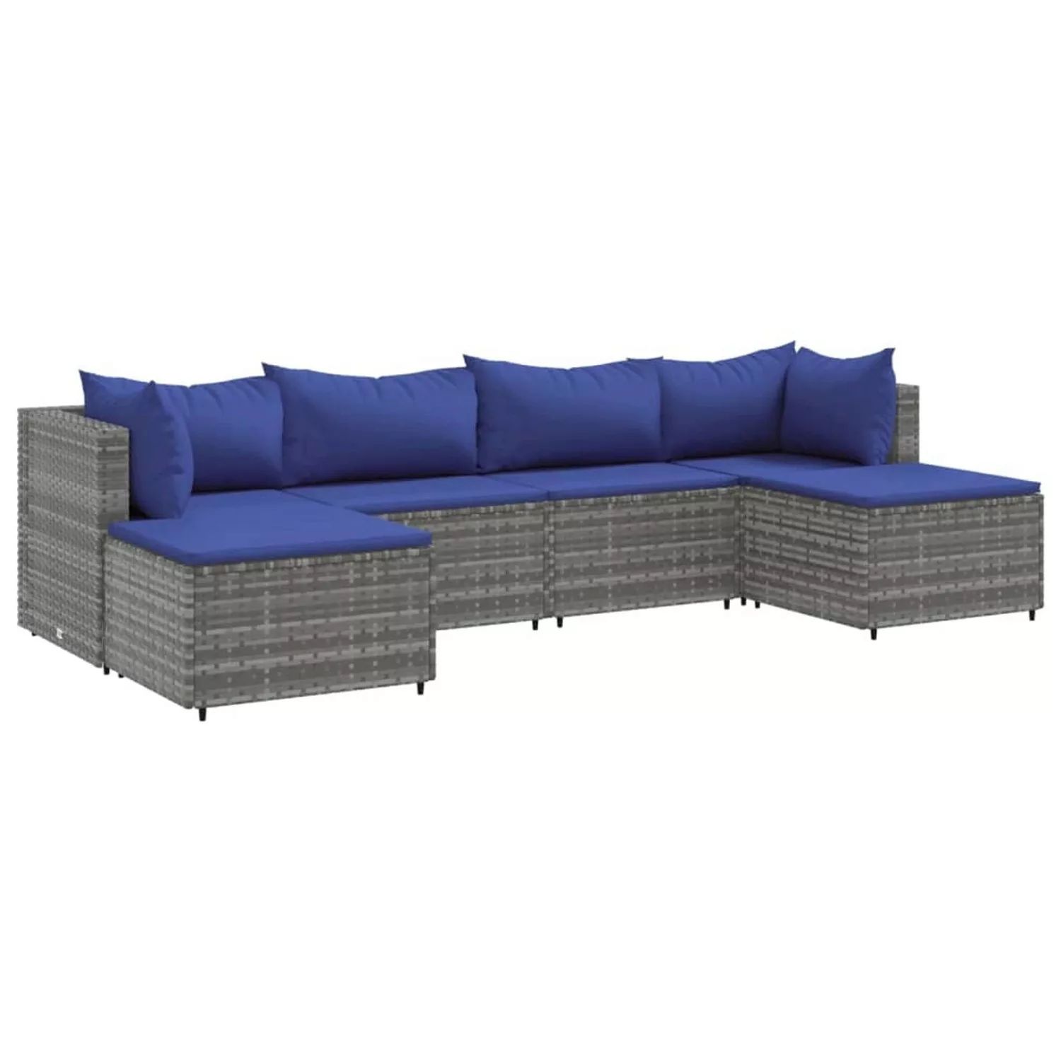 vidaXL 6-tlg Garten-Lounge-Set mit Kissen Grau Poly Rattan Modell 67 günstig online kaufen