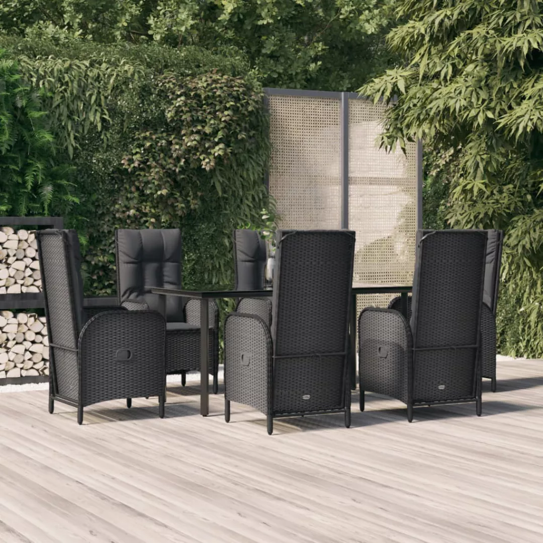 Vidaxl 7-tlg. Garten-lounge-set Mit Kissen Schwarz Poly Rattan günstig online kaufen