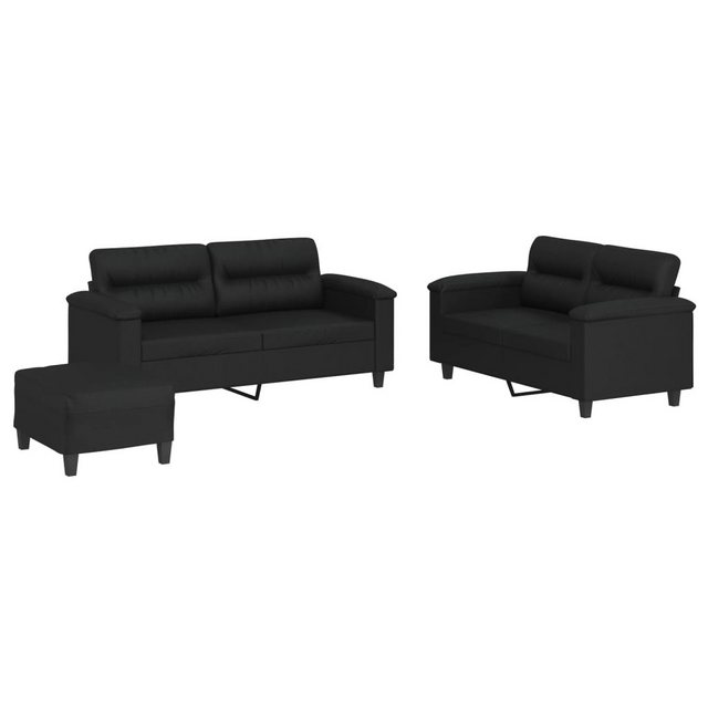 vidaXL Sofa Sofagarnitur Set mit Kissen Kunstleder, 3-tlg., Schwarz günstig online kaufen