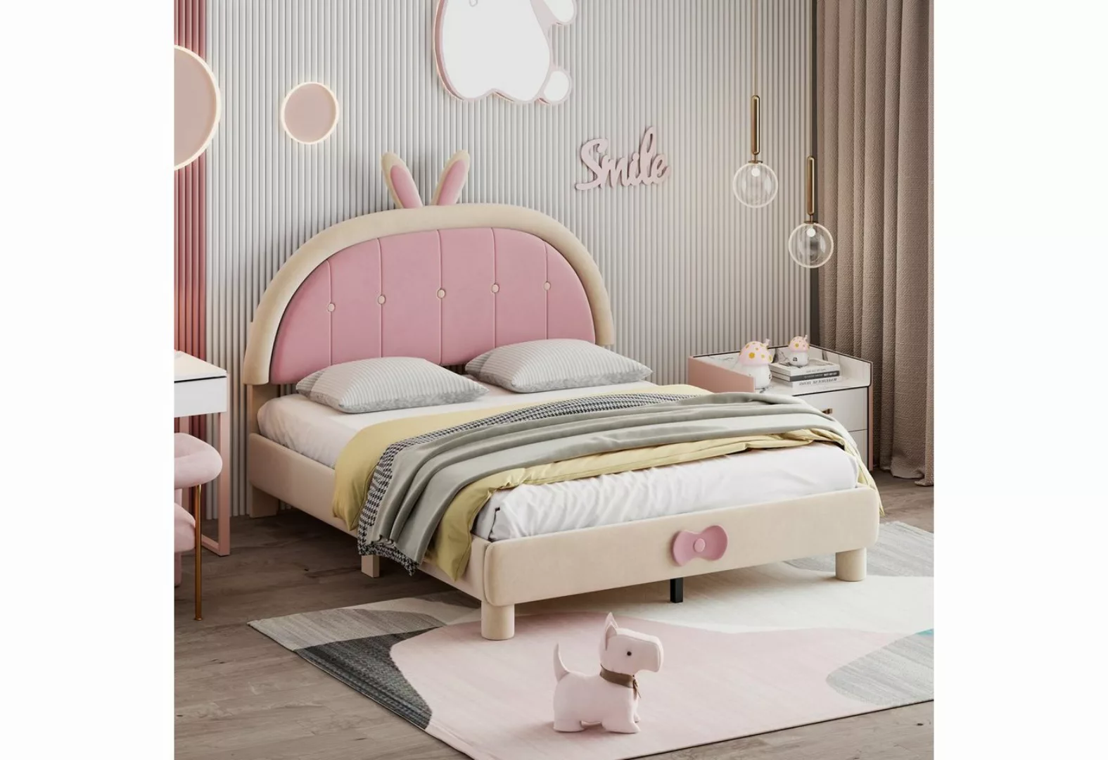 Gotagee Kinderbett Polsterbett 140x200cm Doppelbett Bettgestell Mädchenbett günstig online kaufen