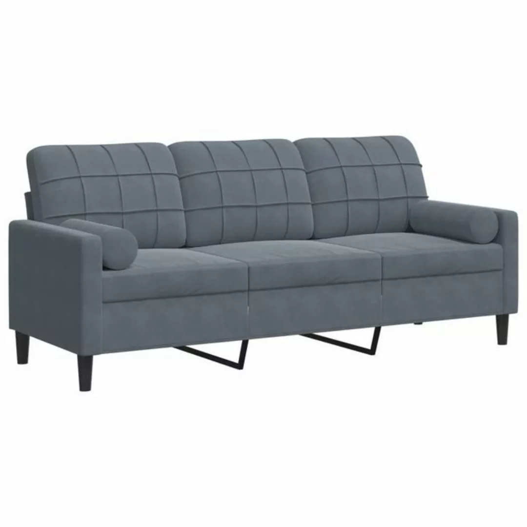 vidaXL Sofa 3-Sitzer-Sofa mit Zierkissen Dunkelgrau 180 cm Samt günstig online kaufen