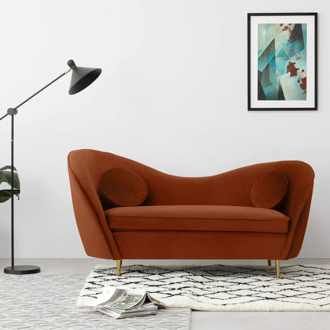 Kooper 2-Sitzer Sofa, Samt in Dunkelorange - MADE.com günstig online kaufen