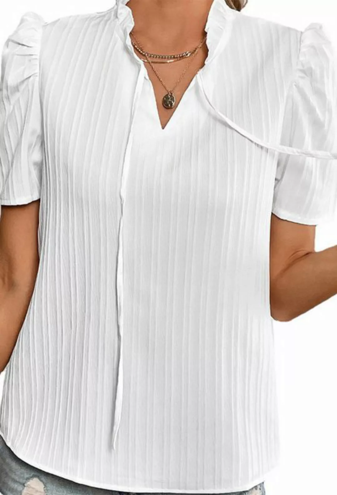 SEGUEN T-Shirt Kurzärmliges Damen-T-Shirt mit Schnürung (Puffärmel-Design, günstig online kaufen