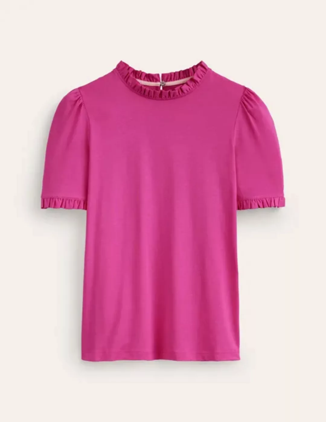 Superweiches T-Shirt mit Rüschendetail Damen Boden, Magenta günstig online kaufen