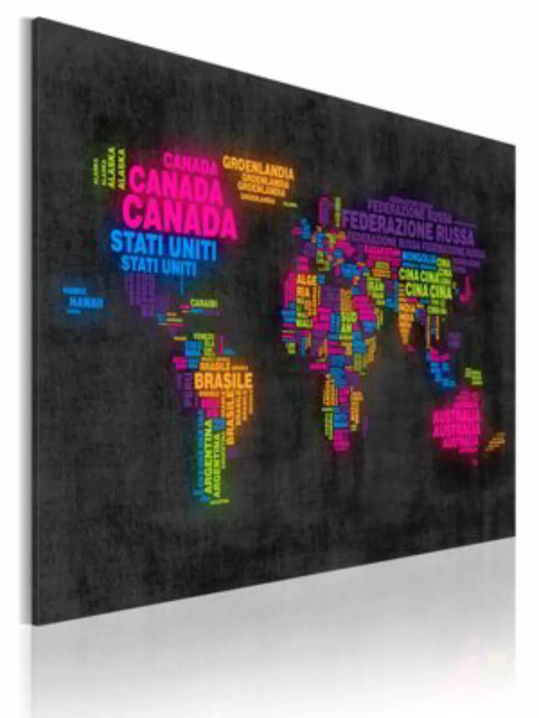 artgeist Wandbild Weltkarte - italienische Ländernamen grau/schwarz Gr. 60 günstig online kaufen
