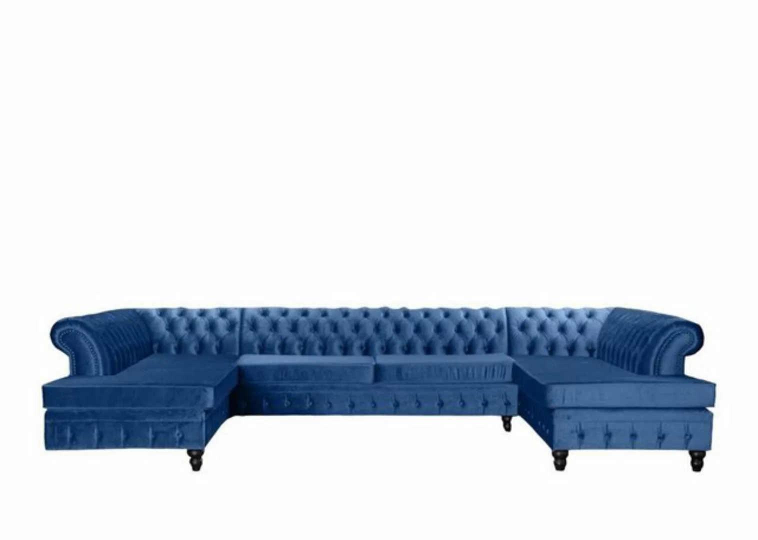 Xlmoebel Ecksofa Grau Chesterfield Drei-Sitzer Luxuriöses Wohnraum-Möbel Ne günstig online kaufen