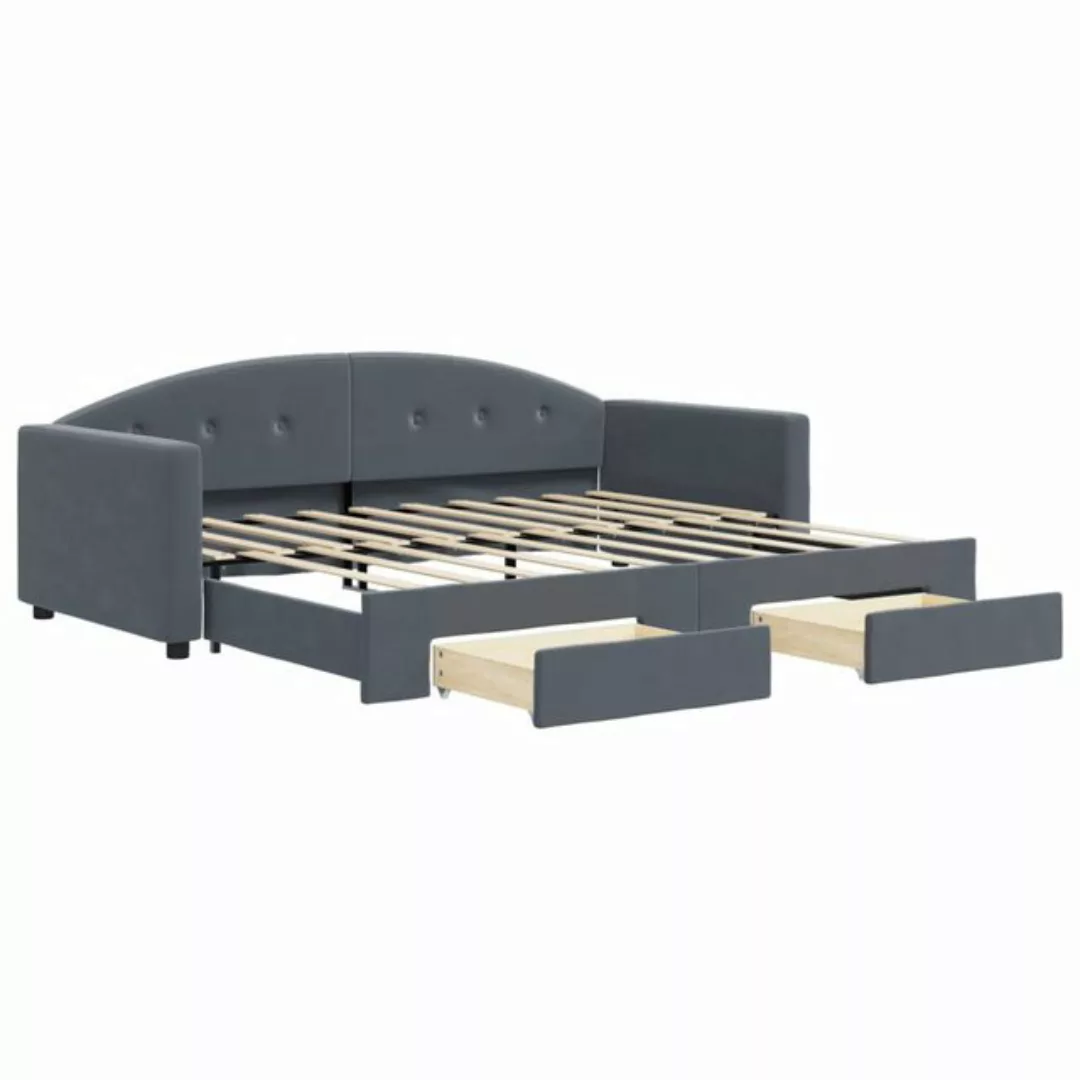 vidaXL Bett Tagesbett Ausziehbar mit Schubladen Dunkelgrau 90x190 cm Samt günstig online kaufen