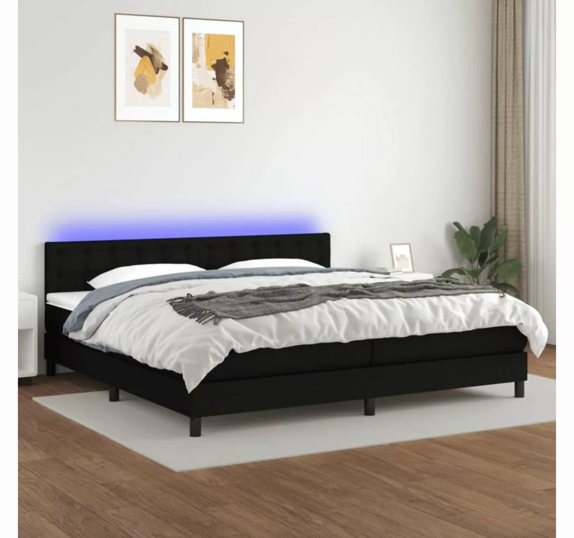 vidaXL Boxspringbett Boxspringbett mit Matratze LED Schwarz 200x200 cm Stof günstig online kaufen