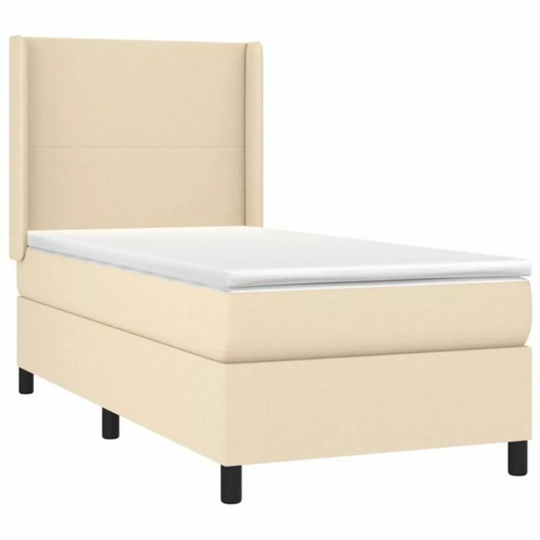 vidaXL Boxspringbett Boxspringbett mit Matratze Creme 90x200 cm Stoff Bett günstig online kaufen