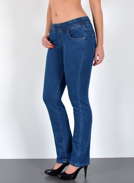 ESRA Straight-Jeans J500 High Waist Straight Fit Jeans mit elastischem Gumm günstig online kaufen
