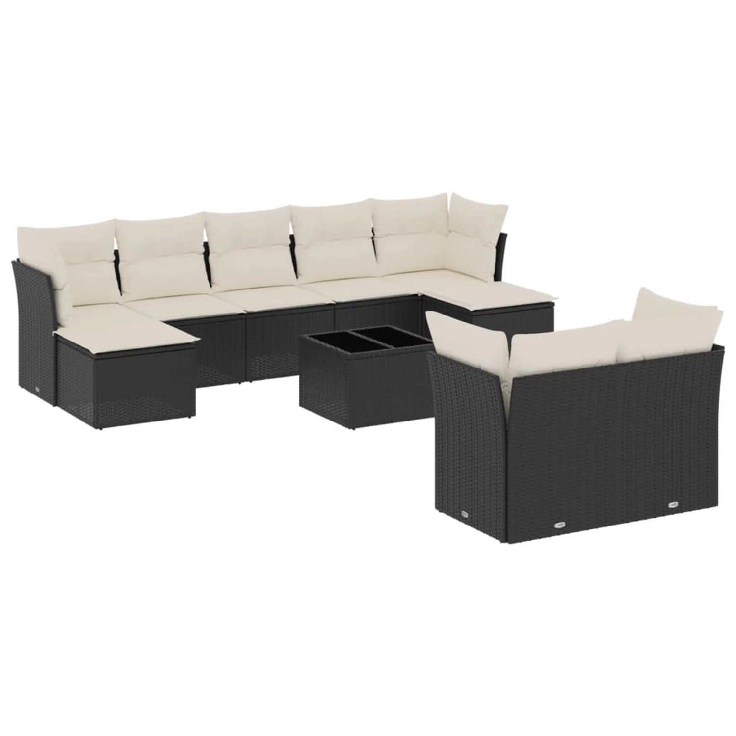 vidaXL 10-Tlg Garten-Sofagarnitur mit Kissen Schwarz Poly Rattan 3218316 günstig online kaufen