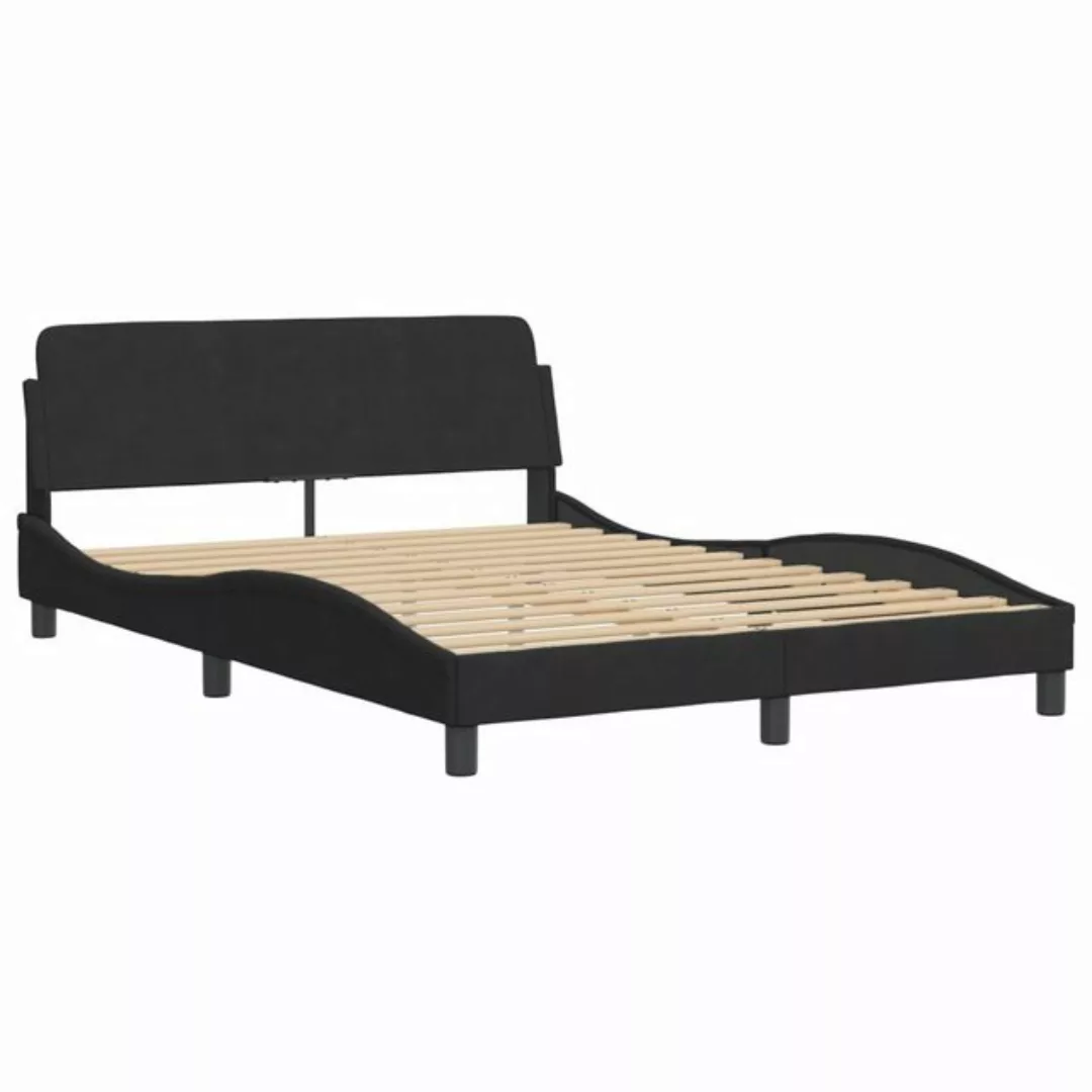 vidaXL Bettgestell Bettgestell mit Kopfteil Schwarz 140x200 cm Samt Bett Be günstig online kaufen