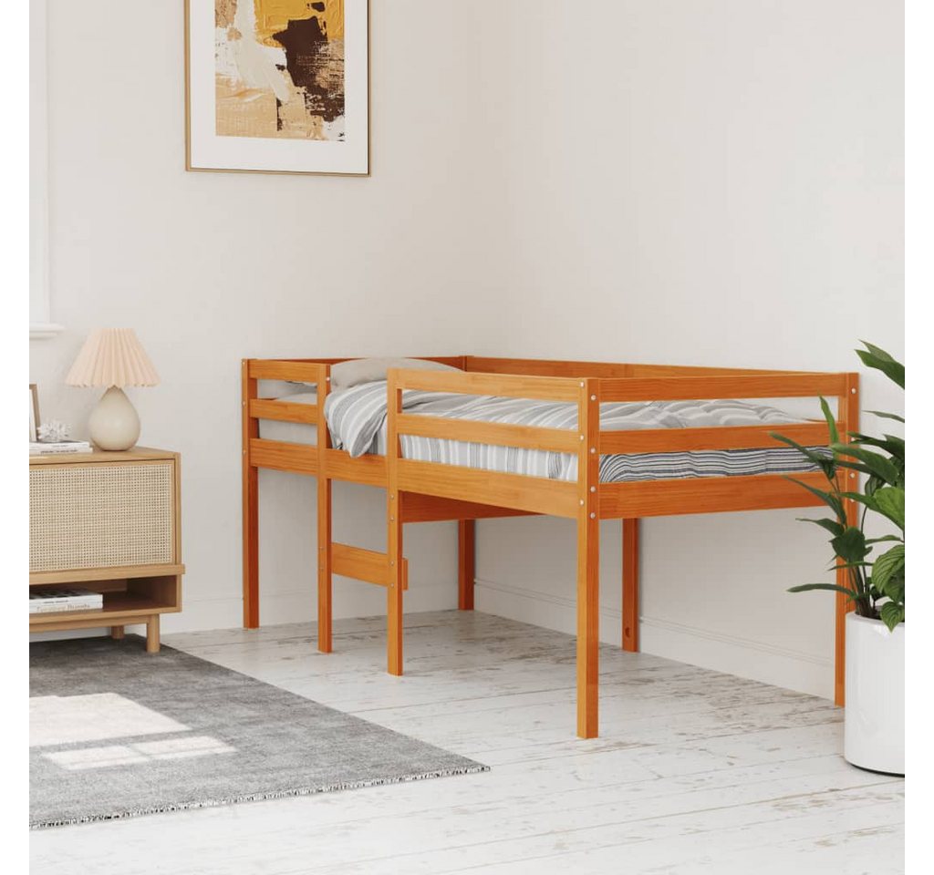 vidaXL Bett, Hochbett Wachsbraun 75x190 cm Massivholz Kiefer günstig online kaufen