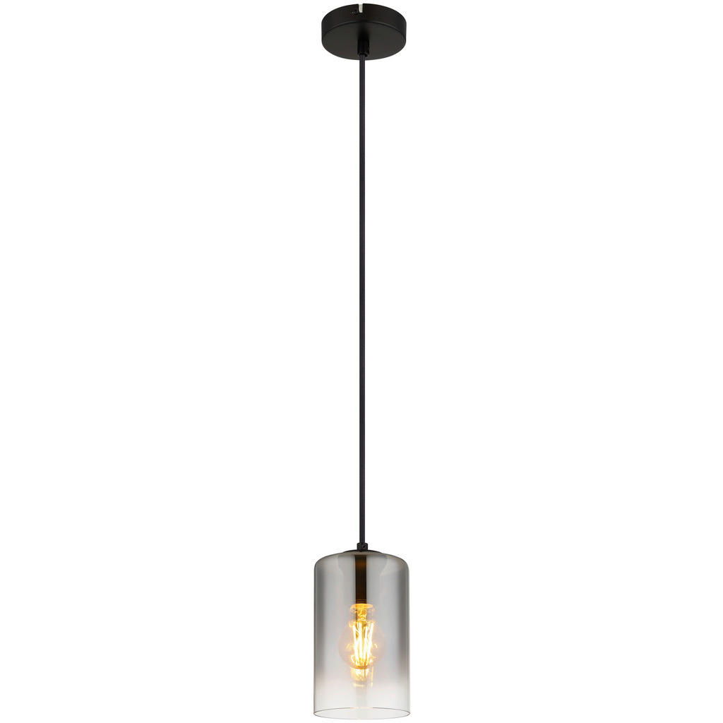 GLOBO Pendelleuchte ROY 30240108 schwarz Rauch klar Glas Metall H/D: ca. 12 günstig online kaufen