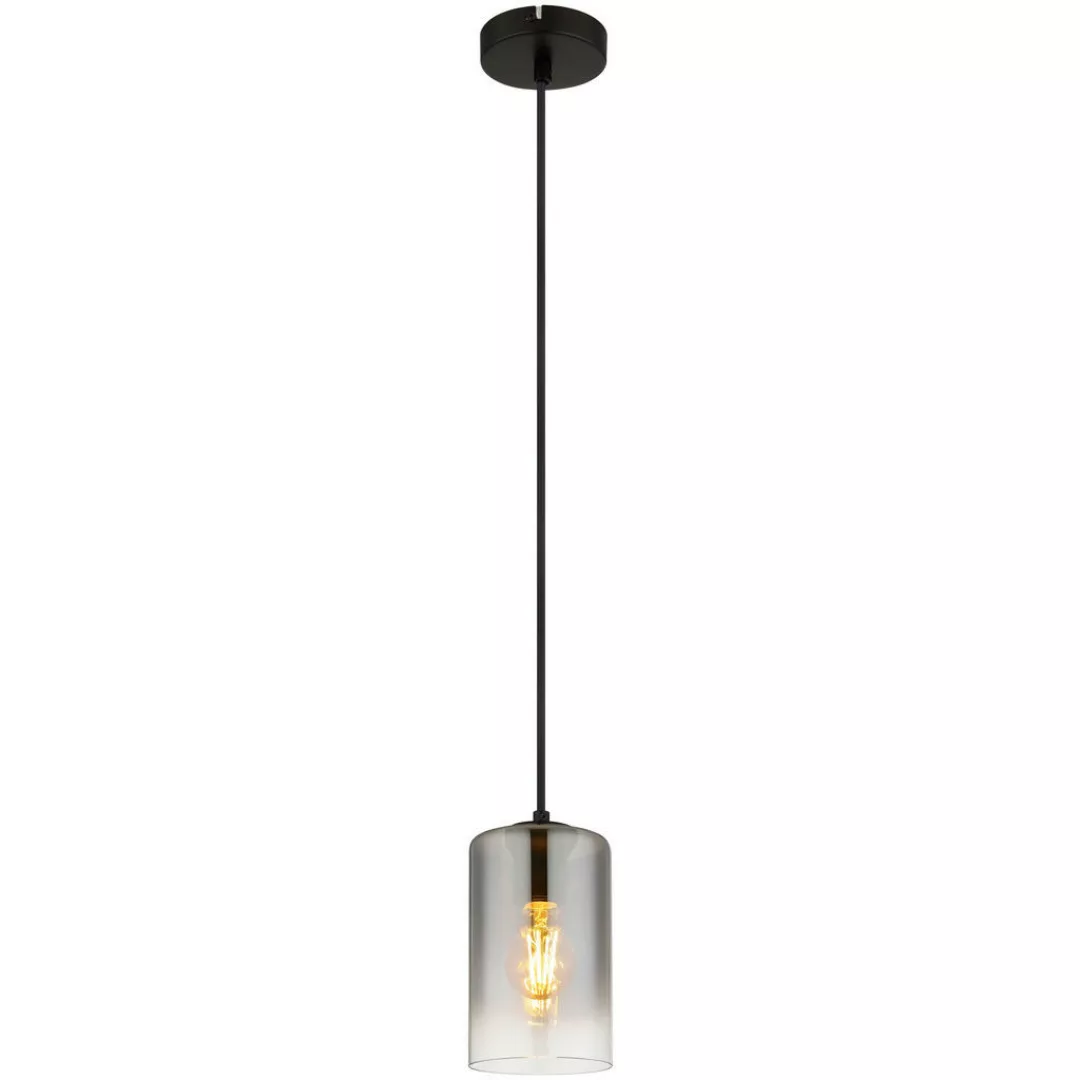 GLOBO Pendelleuchte ROY 30240108 schwarz Rauch klar Glas Metall H/D: ca. 12 günstig online kaufen