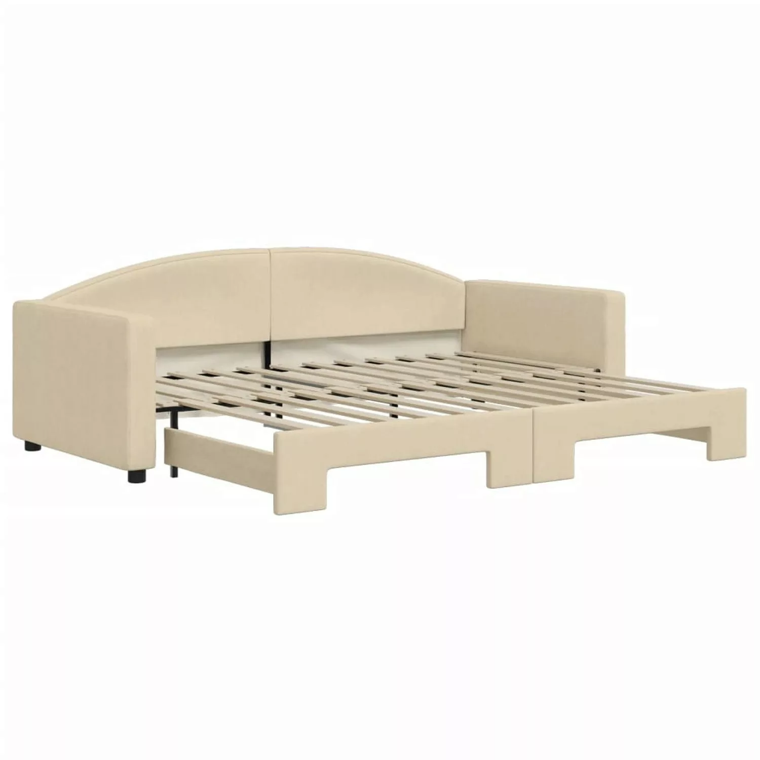 vidaXL Gästebett Gästebett Tagesbett Ausziehbar Creme 90x200 cm Stoff Bett günstig online kaufen