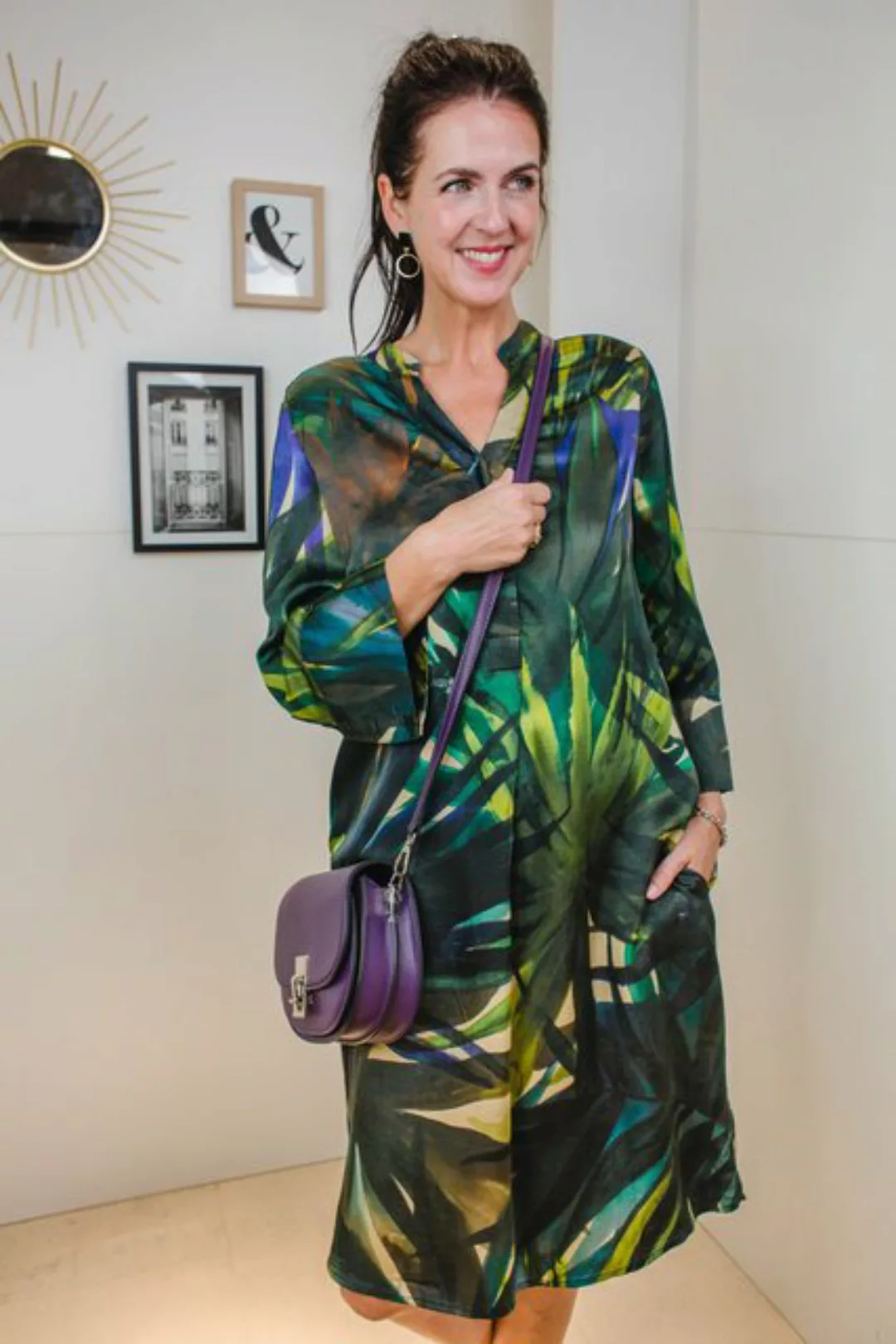 CATNOIR Blusenkleid Kleid CATNOIR tropic grün günstig online kaufen