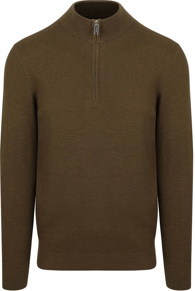 Profuomo Half Zip Pullover Structure Dunkelgrün - Größe S günstig online kaufen