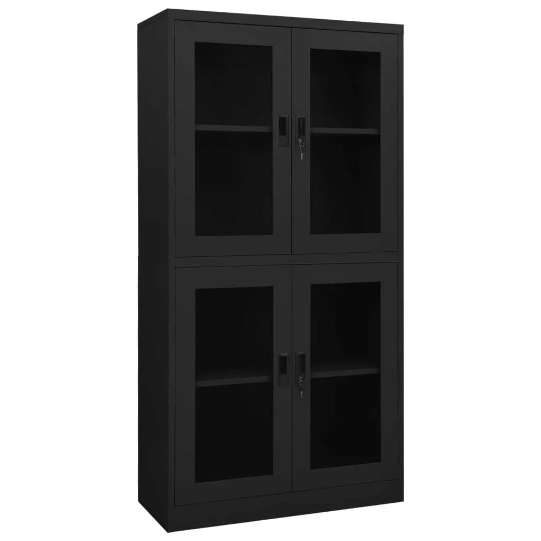 Büroschrank Anthrazit 90x40x180 Cm Stahl Und Hartglas günstig online kaufen