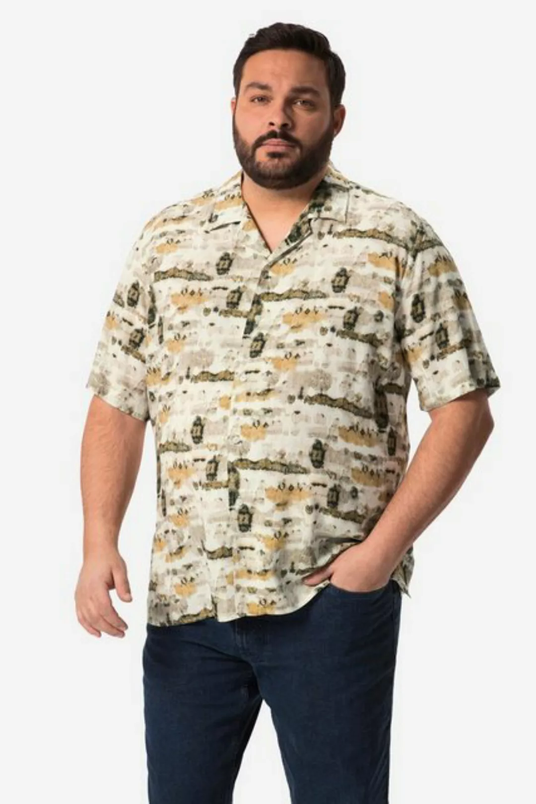 Men Plus Kurzarmhemd Men+ Hemd Halbarm Cuba Kragen kastiger Fit günstig online kaufen