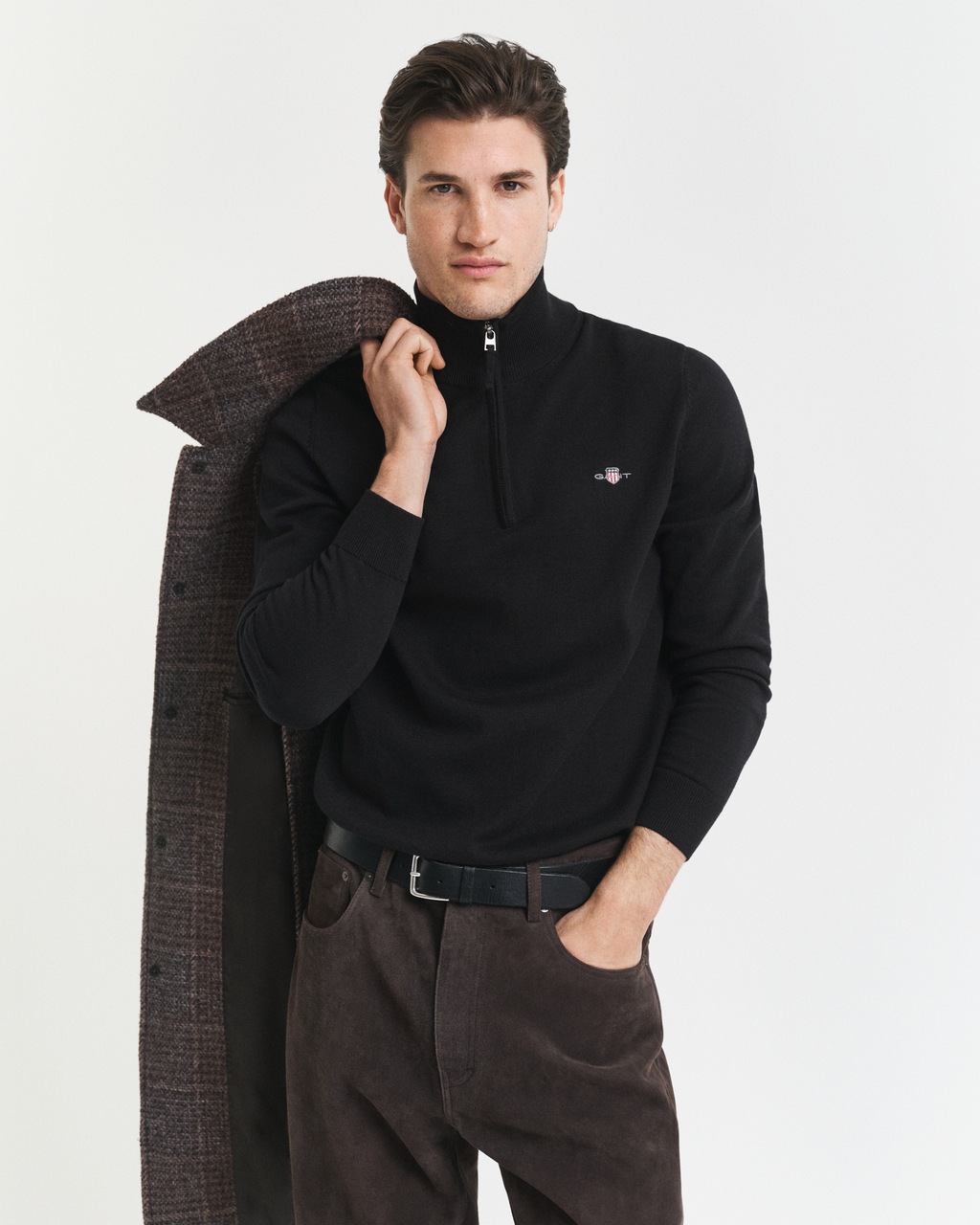 Gant Troyer "CLASSIC COTTON HALF ZIP", mit gerippten Details günstig online kaufen