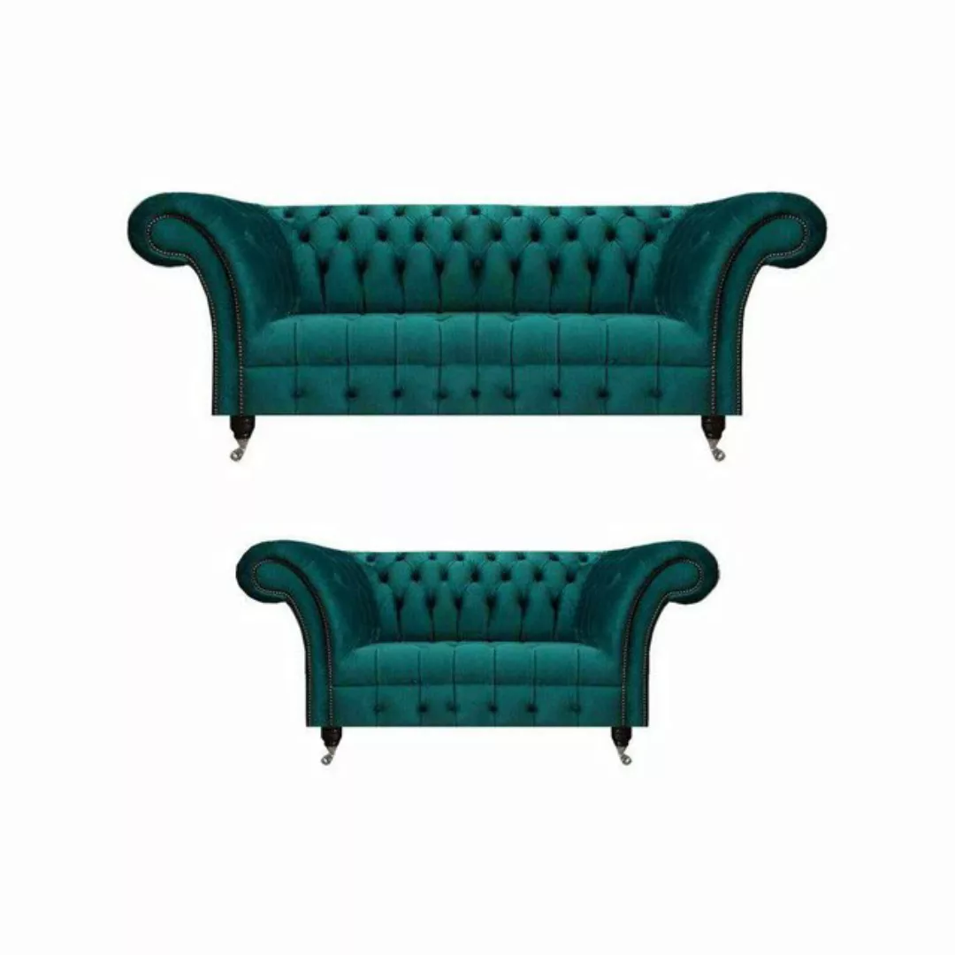 JVmoebel Chesterfield-Sofa Sofagarnitur 2x Sofas Modern Dreisitze mit Zweis günstig online kaufen