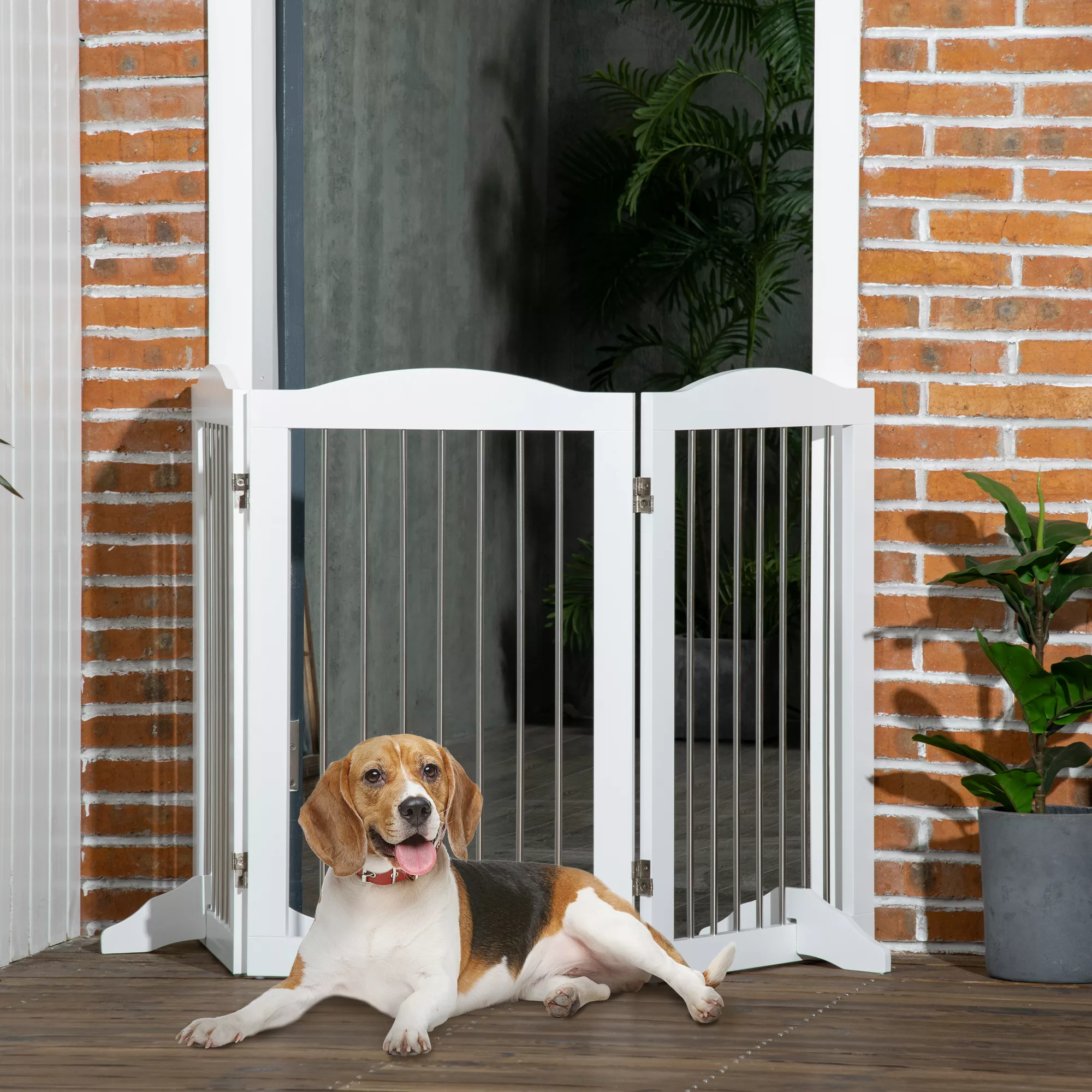 PawHut Hunde Absperrgitter Türschutzgitter klappbar Hundegitter Ständer 3 P günstig online kaufen