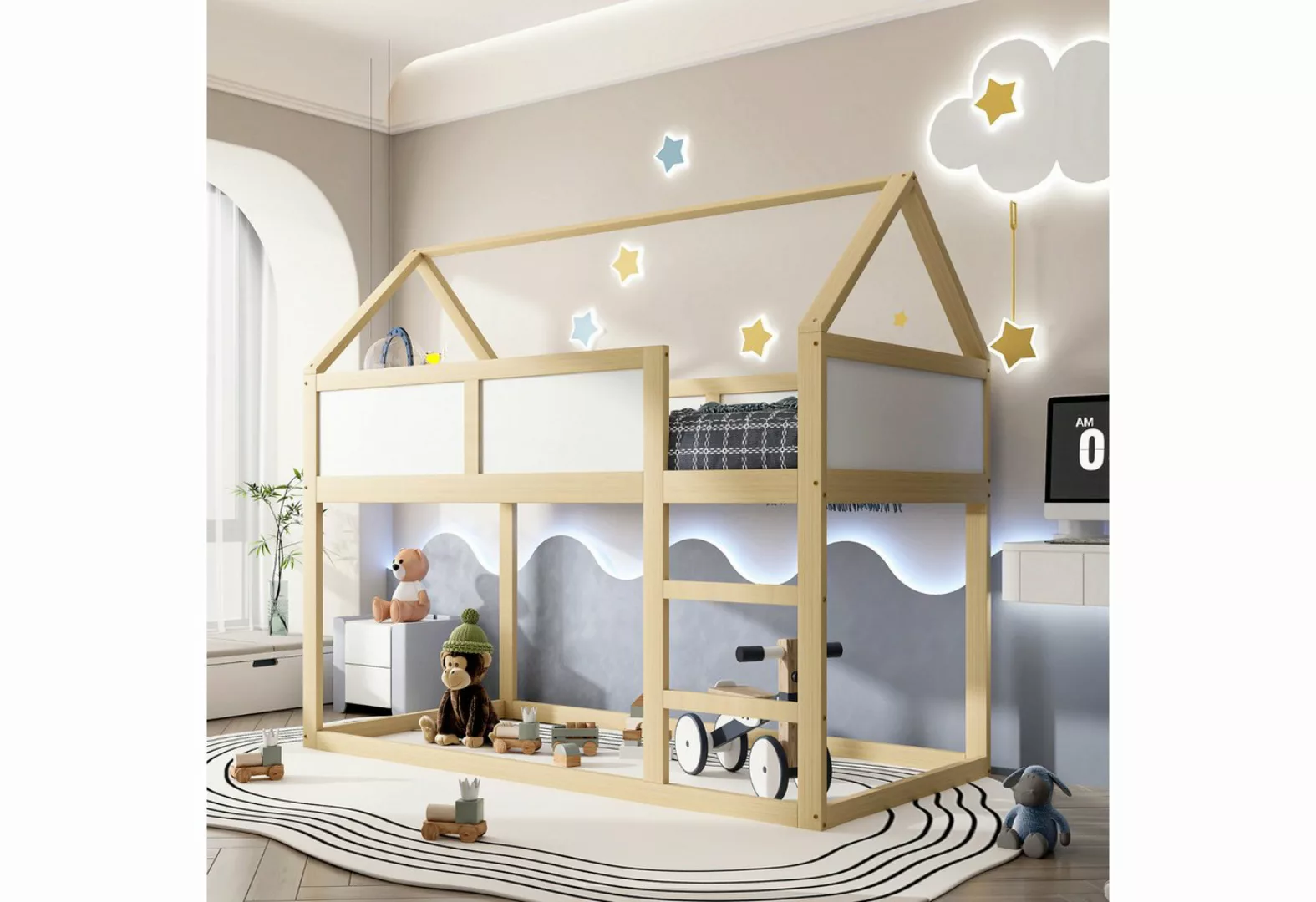 FUROKOY Etagenbett Etagen-Einzelbett Kinderbett 90 * 200 cm,Hochbett mit Tr günstig online kaufen