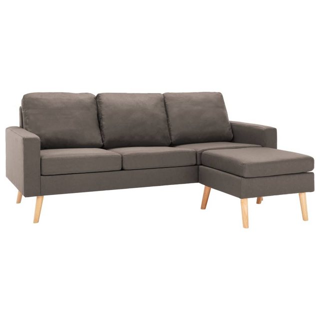 vidaXL Sofa 3 Sitzer Sofa mit Hocker Stoff, Taupe günstig online kaufen