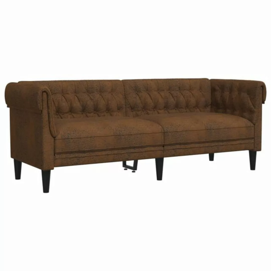 vidaXL Sofa Chesterfield-Sofa 3-Sitzer Braun Stoff günstig online kaufen