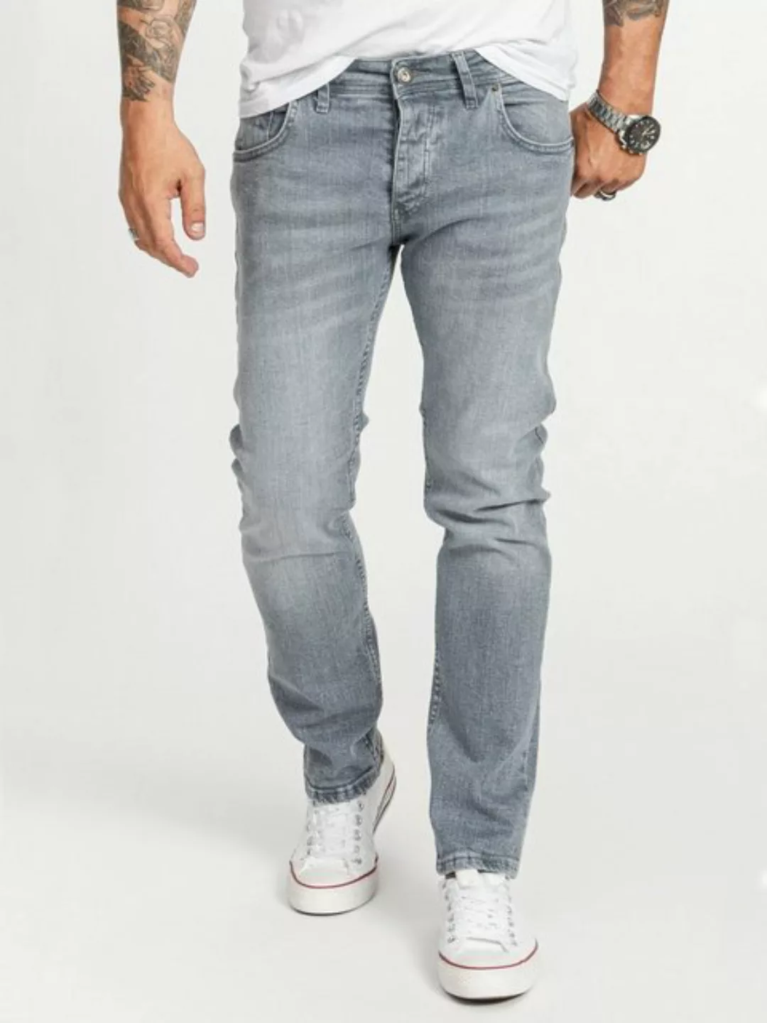 Rock Creek Regular-fit-Jeans Herren Jeans Stonewashed Grau RC-2412 günstig online kaufen