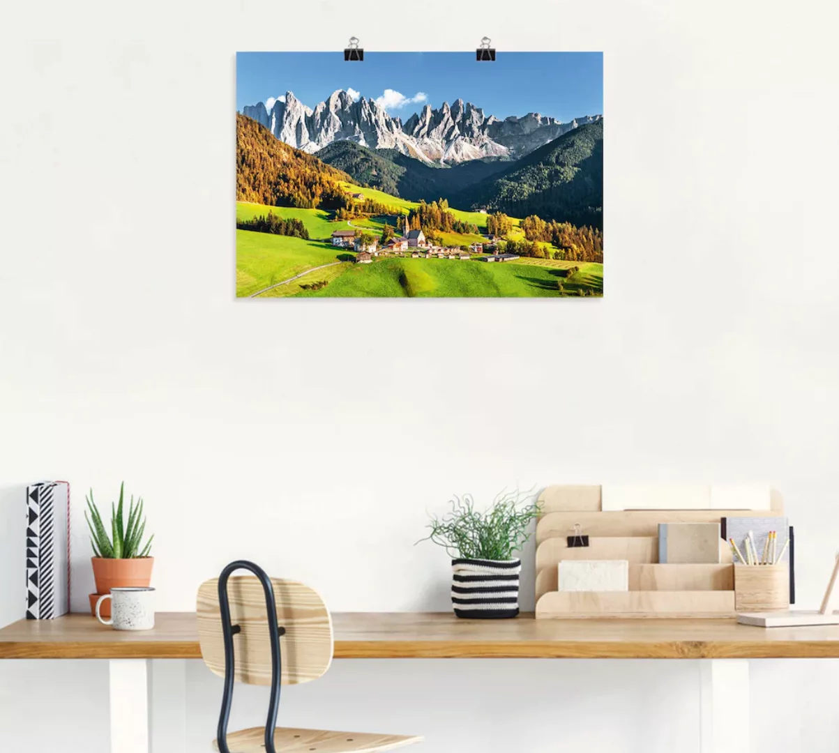 Artland Wandbild »Alpen Berge Santa Maddalena«, Berge & Alpenbilder, (1 St. günstig online kaufen