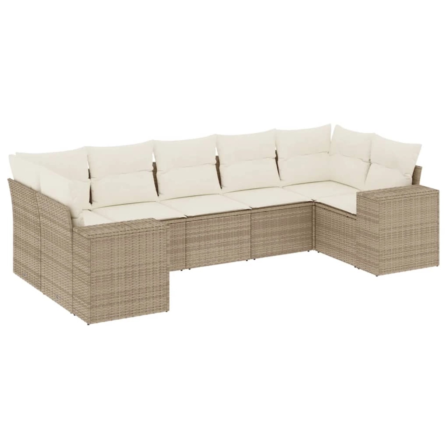 vidaXL 7-Tlg Garten-Sofagarnitur mit Kissen Beige Poly Rattan 3255325 günstig online kaufen