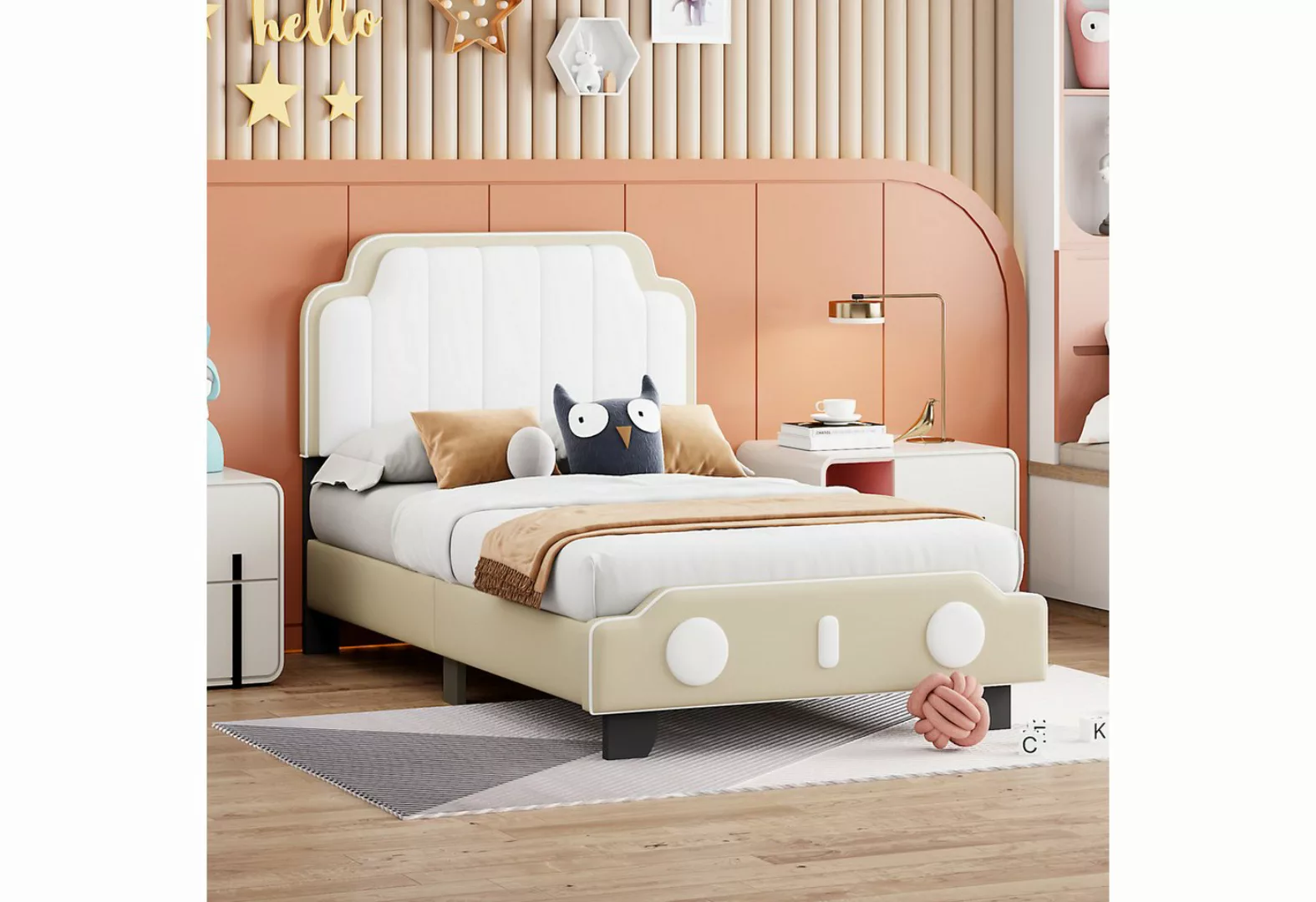 OKWISH Polsterbett Kinderbett mit Lattenrost Flachbett (90x200 cm), ohne Ma günstig online kaufen