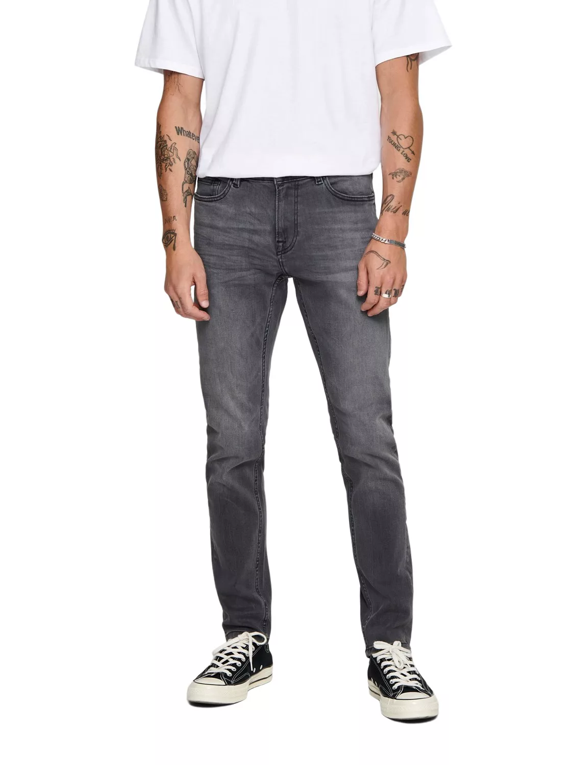 Only & Sons Herren Jeans ONSWARP GREY DCC 2051 - Skinny Fit - Grau - Grey D günstig online kaufen