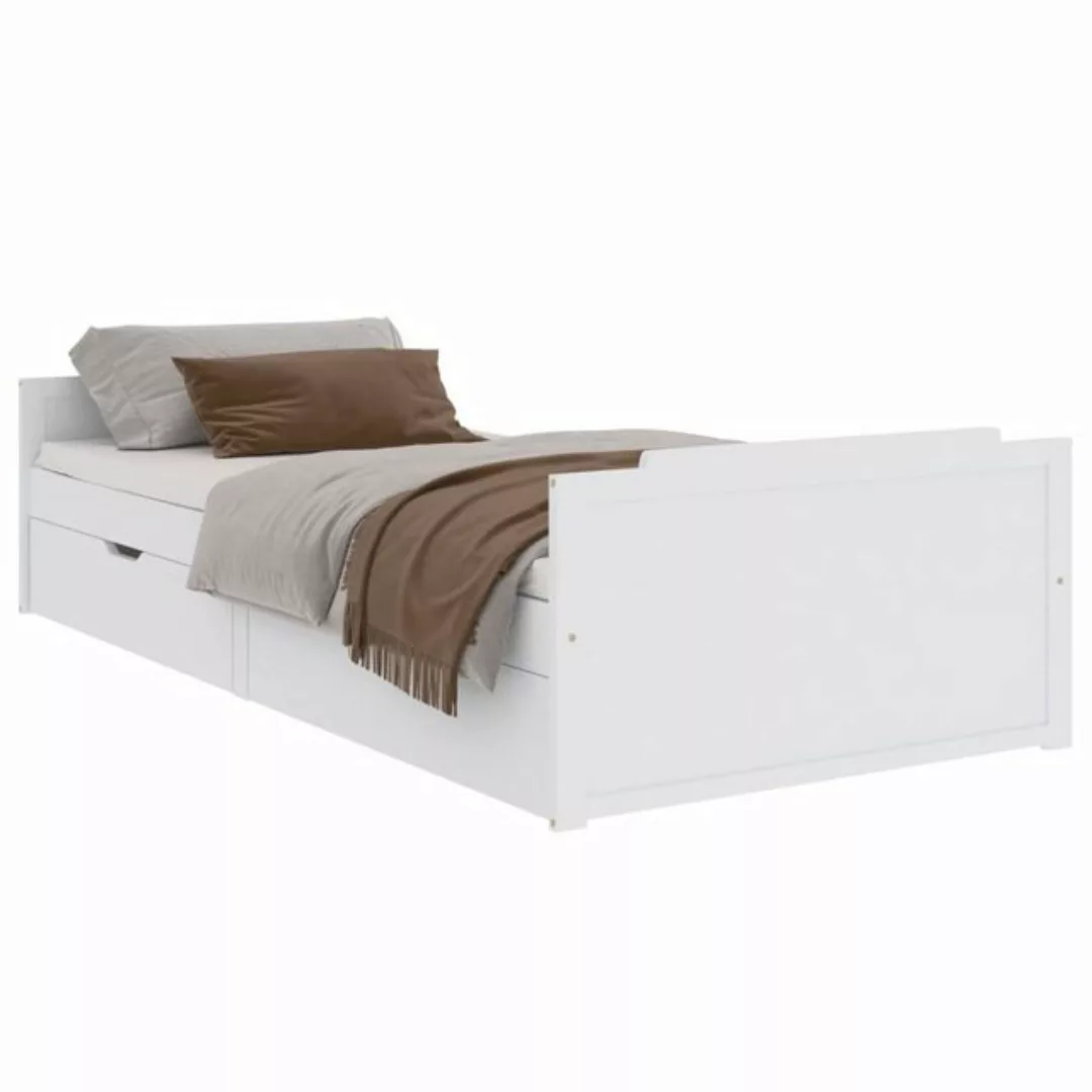 vidaXL Bettgestell Massivholzbett mit Schubladen Weiß Kiefer 90x200 cm Einz günstig online kaufen