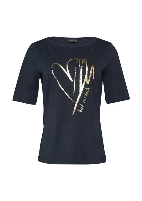 s.Oliver BLACK LABEL Kurzarmshirt T-Shirt aus Baumwollmix mit Metallic-Prin günstig online kaufen