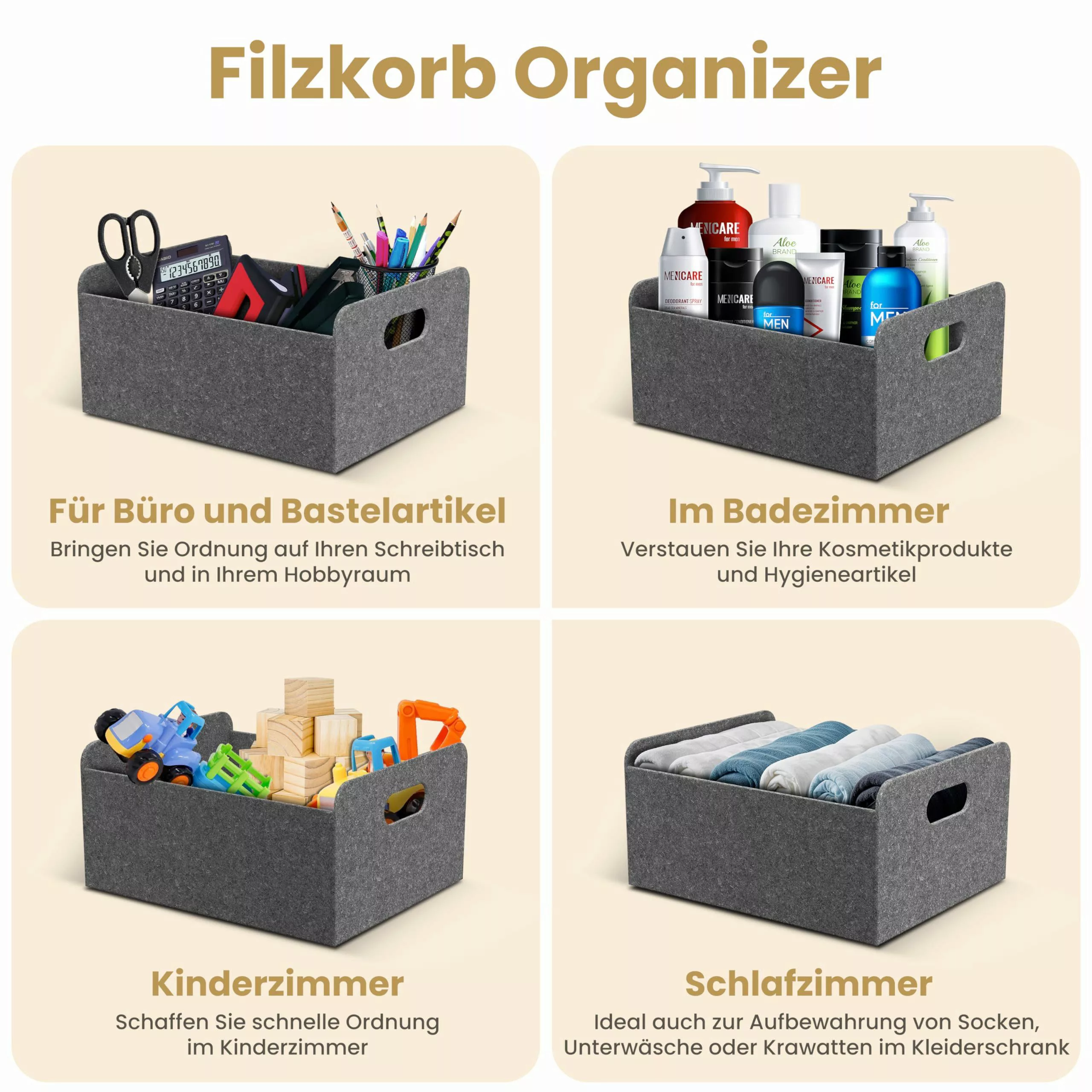 Bada Bing Aufbewahrungskorb Filzkorb grau mit günstig online kaufen