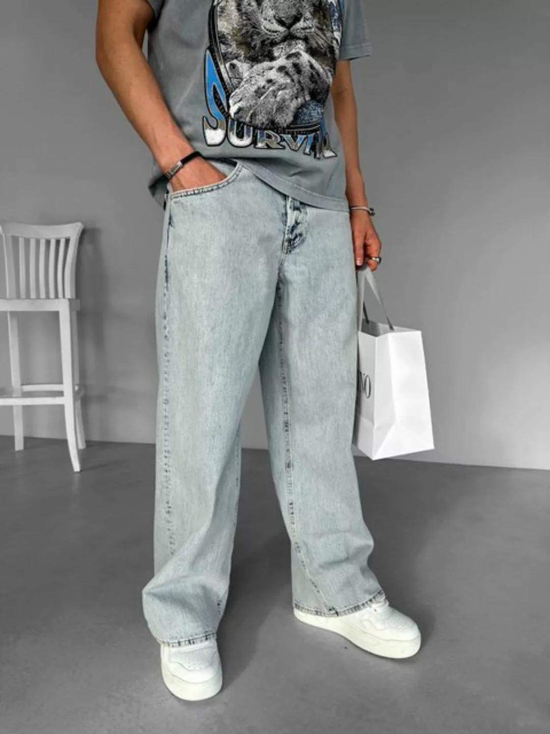 Abluka Bequeme Jeans SUPER BAGGY JEANS ICE BLUE günstig online kaufen