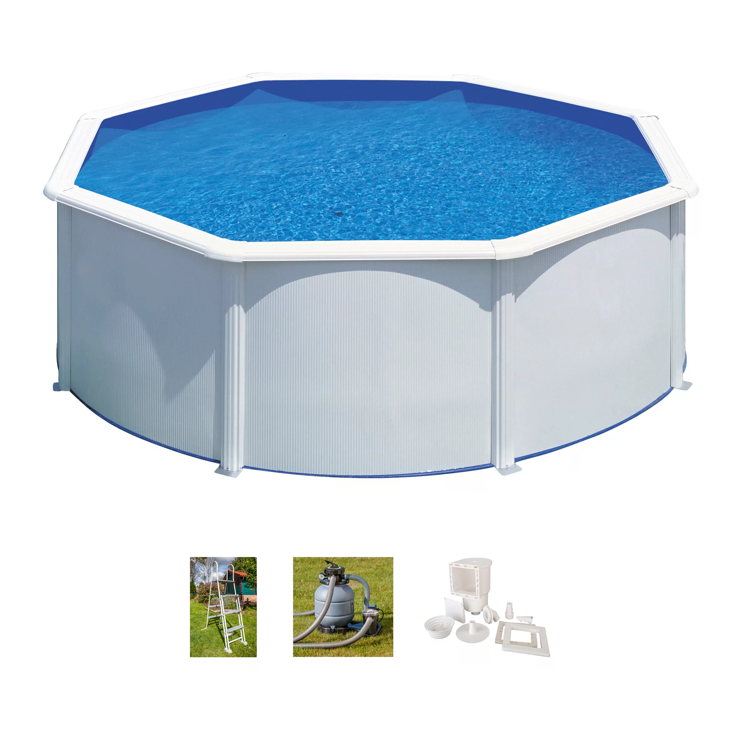 Gre Stahlwand-Pool Fidji Ø 300 cm x 120 cm Rund Weiß günstig online kaufen