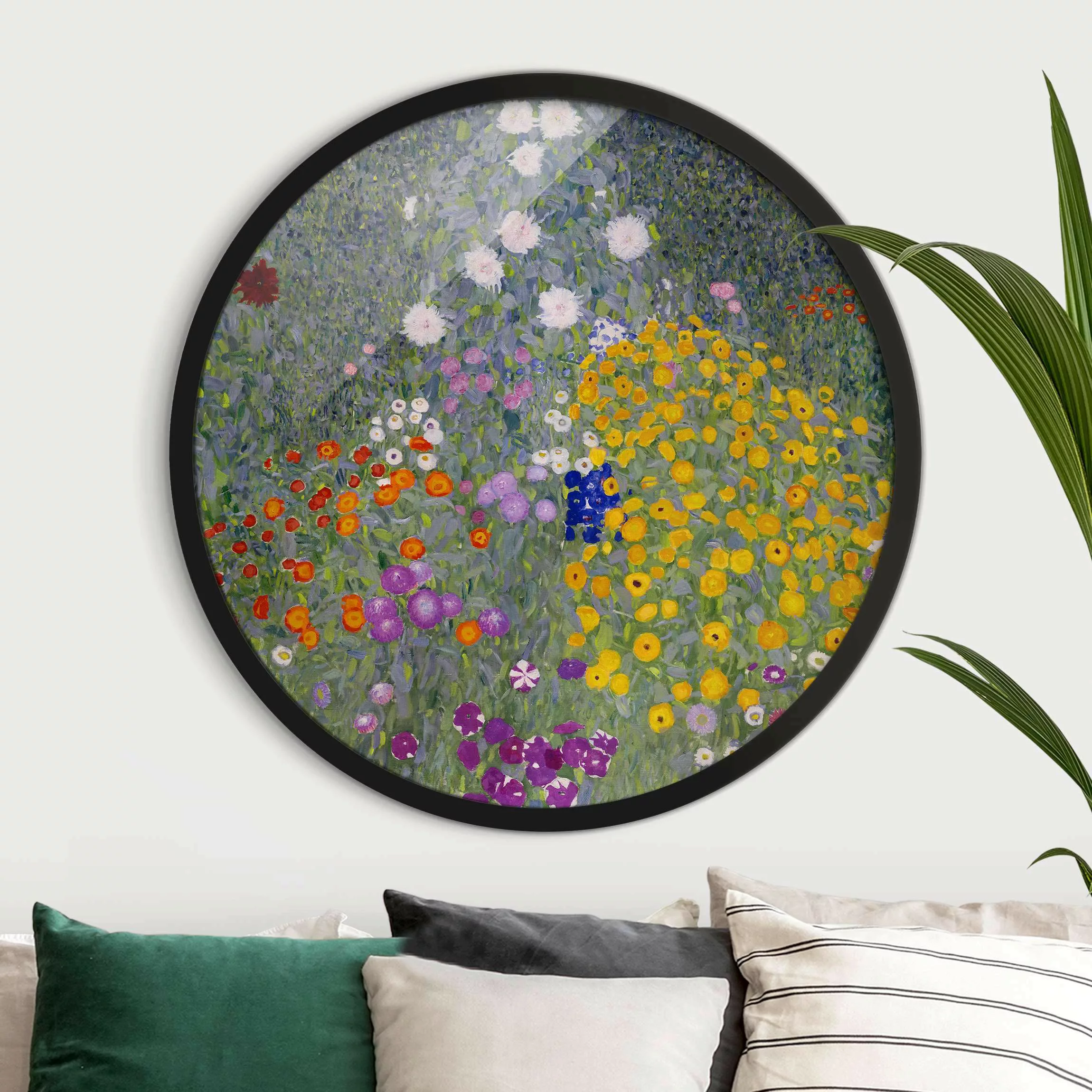 Rundes Gerahmtes Bild Gustav Klimt - Bauerngarten günstig online kaufen