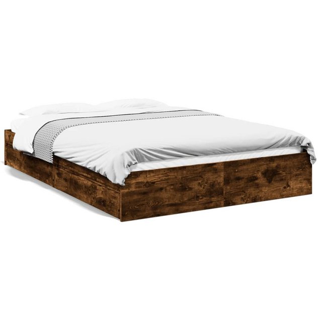 vidaXL Bett, Bettgestell mit Schubladen Räuchereiche 160x200cm Holzwerkstof günstig online kaufen