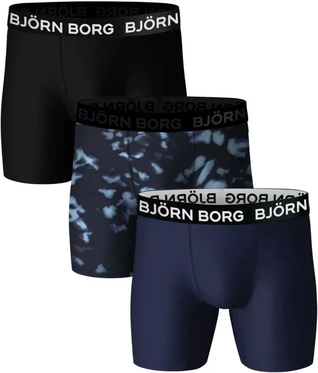 Björn Borg Performance Shorts 3er-Pack Blau Schwarz - Größe M günstig online kaufen