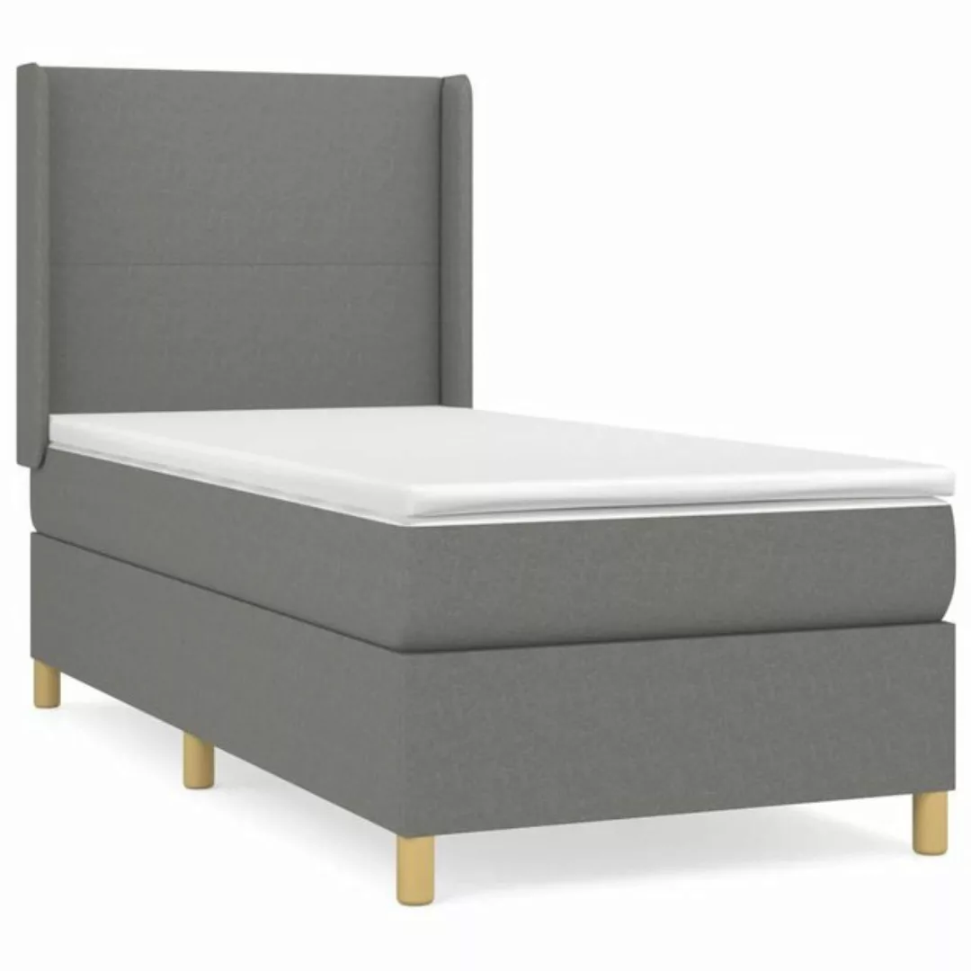 furnicato Bett Boxspringbett mit Matratze Dunkelgrau 90x200 cm Stoff günstig online kaufen