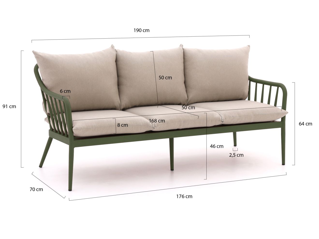 Manifesto Celante Gartensofa 3-Sitzer 182 cm günstig online kaufen