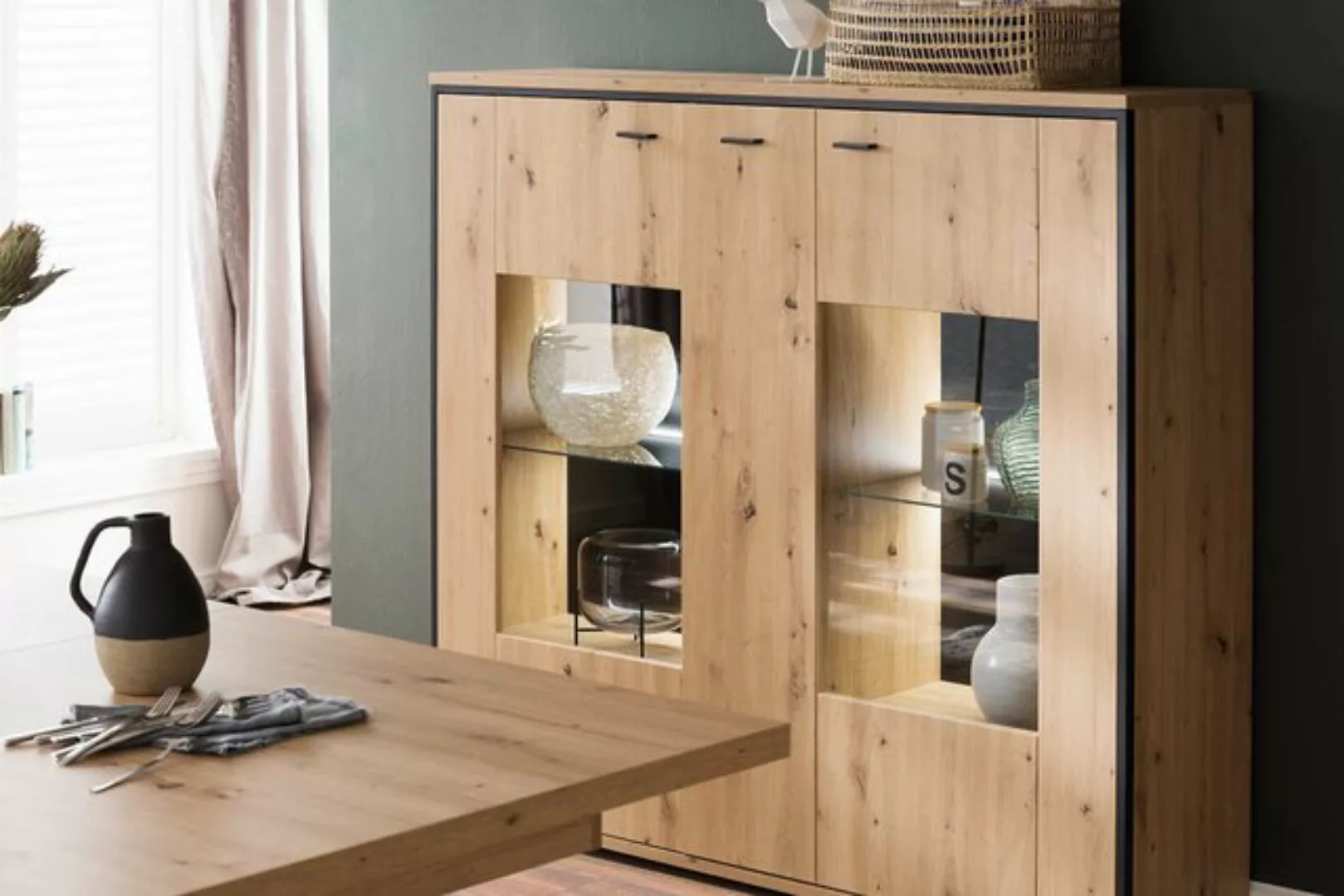 uno Highboard  Argon ¦ holzfarben ¦ Maße (cm): B: 153 H: 143 T: 38.0 Kommod günstig online kaufen