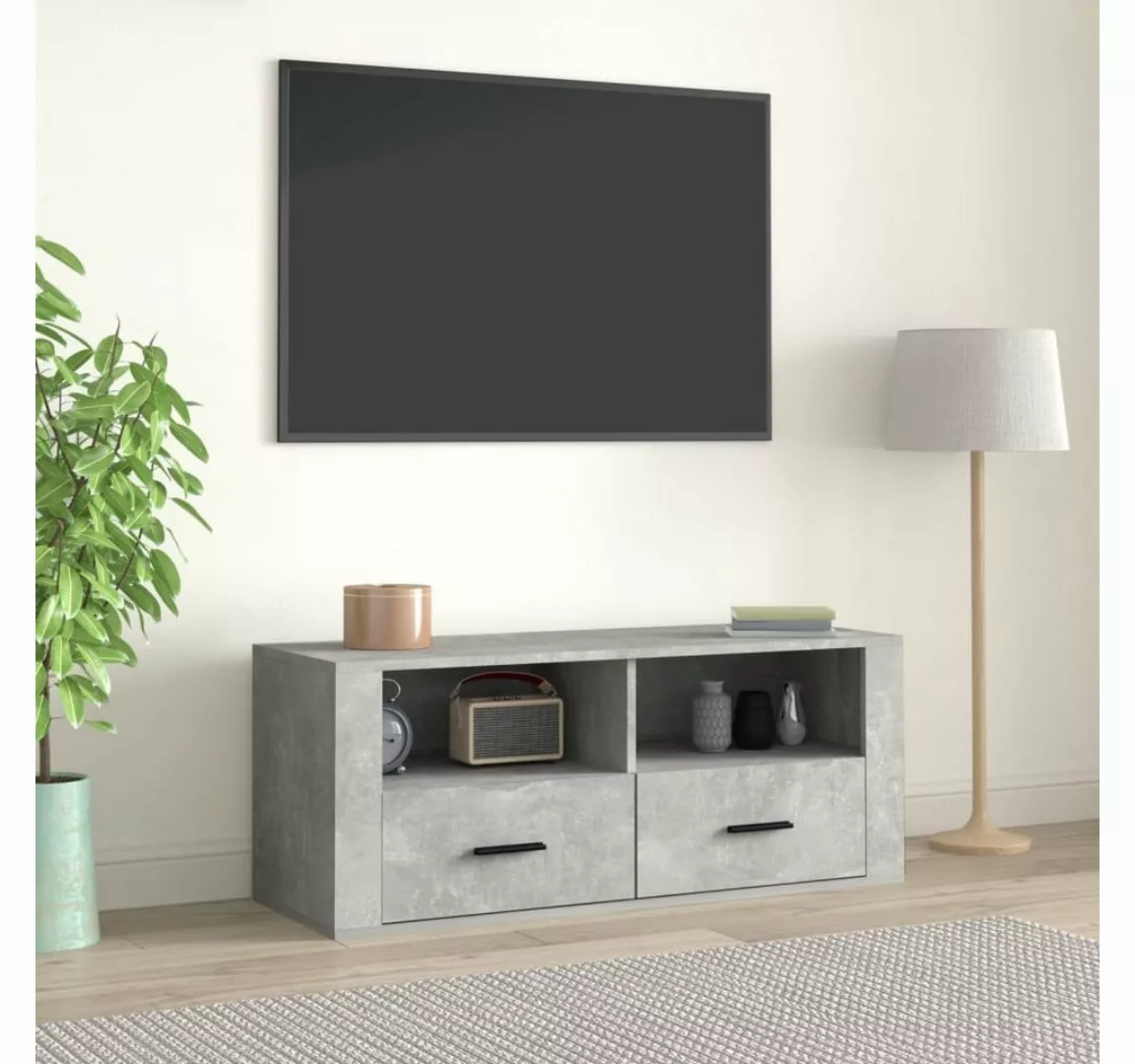 vidaXL TV-Schrank TV-Schrank Betongrau 100x35x40 cm Holzwerkstoff Lowboard günstig online kaufen