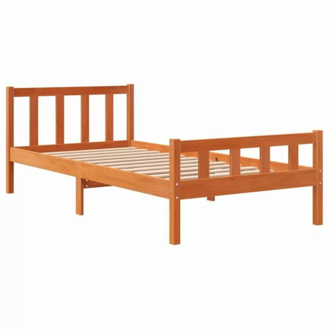 vidaXL Bett Massivholzbett mit Kopfteil Wachsbraun 75x190 cm Kiefer günstig online kaufen